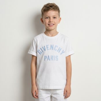 تيشيرت باللون الابيض بالشعار للأولاد الصغار