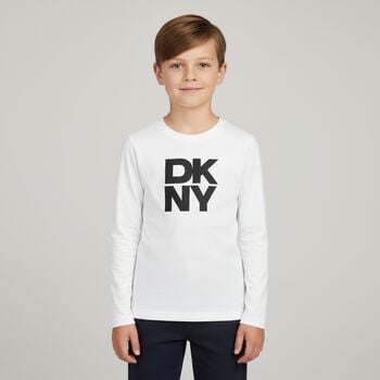 White Logo Long Sleeve Top