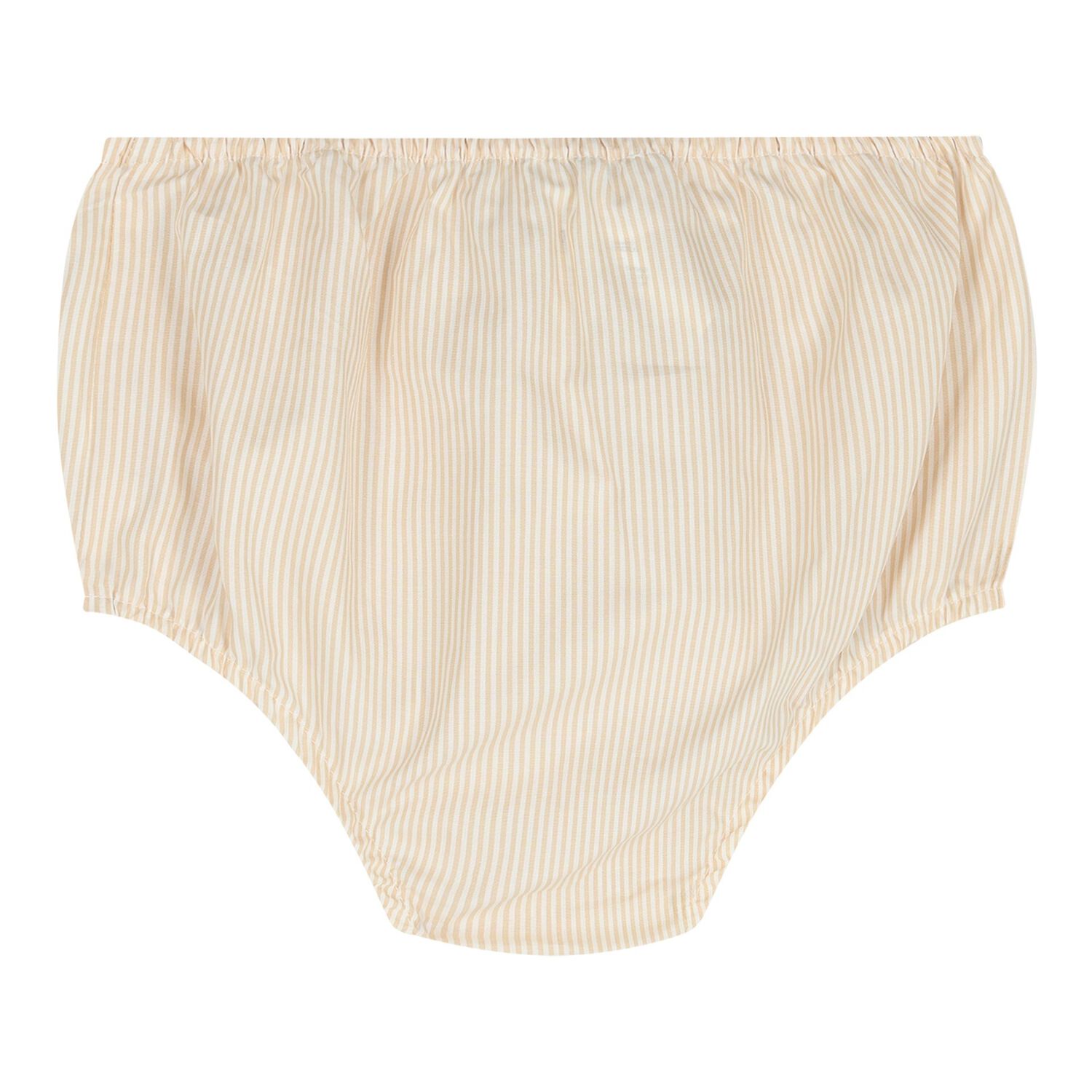 Baby Girls Beige Floral Striped Dress Set, 1, hi-res