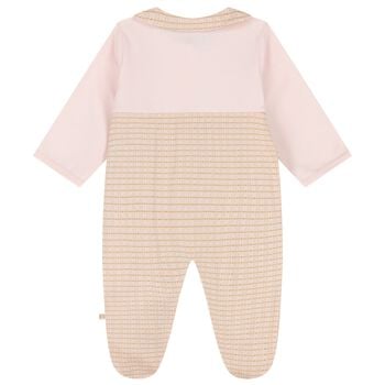 Baby Girls Pink & Gold Logo Babygrow