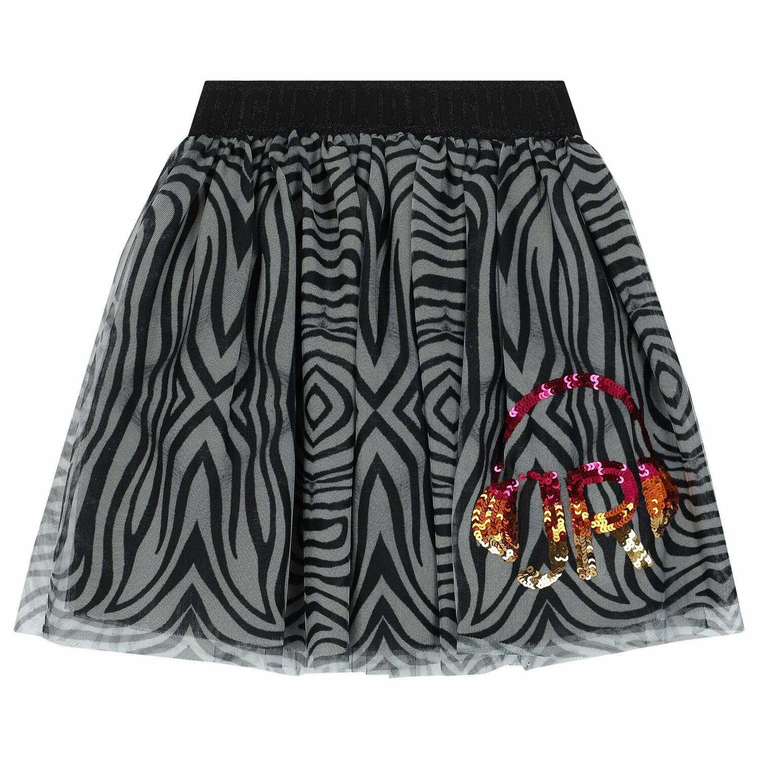 Girls Black & Grey Logo Embellished Skirt, 1, hi-res image number null