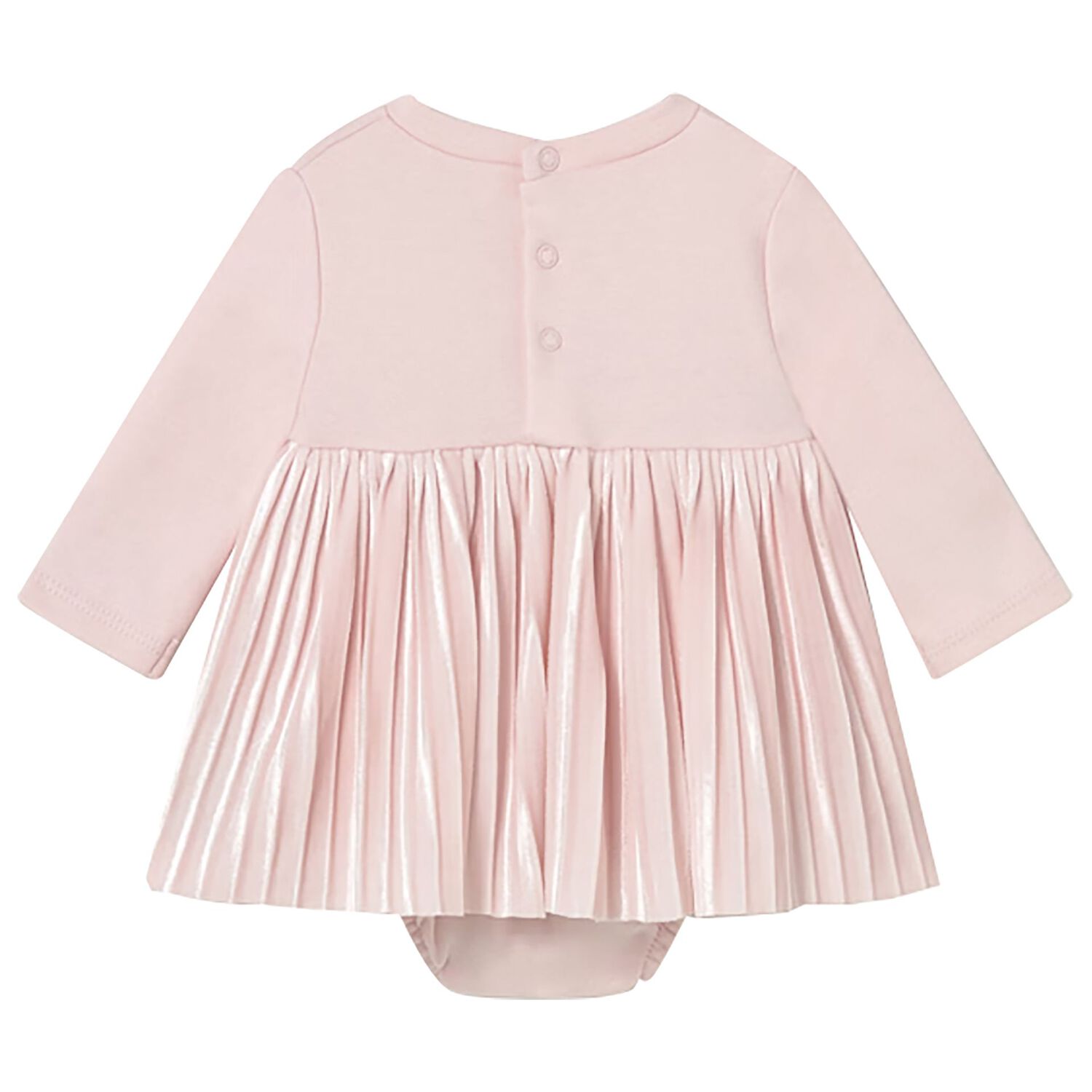 Baby Girls Pink Bow Bodysuit Dress, 1, hi-res