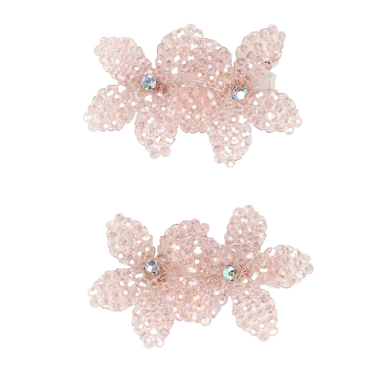 Girls Pink Embellished Flowers Hair Clips ( 2-Pack ), 3, hi-res image number null