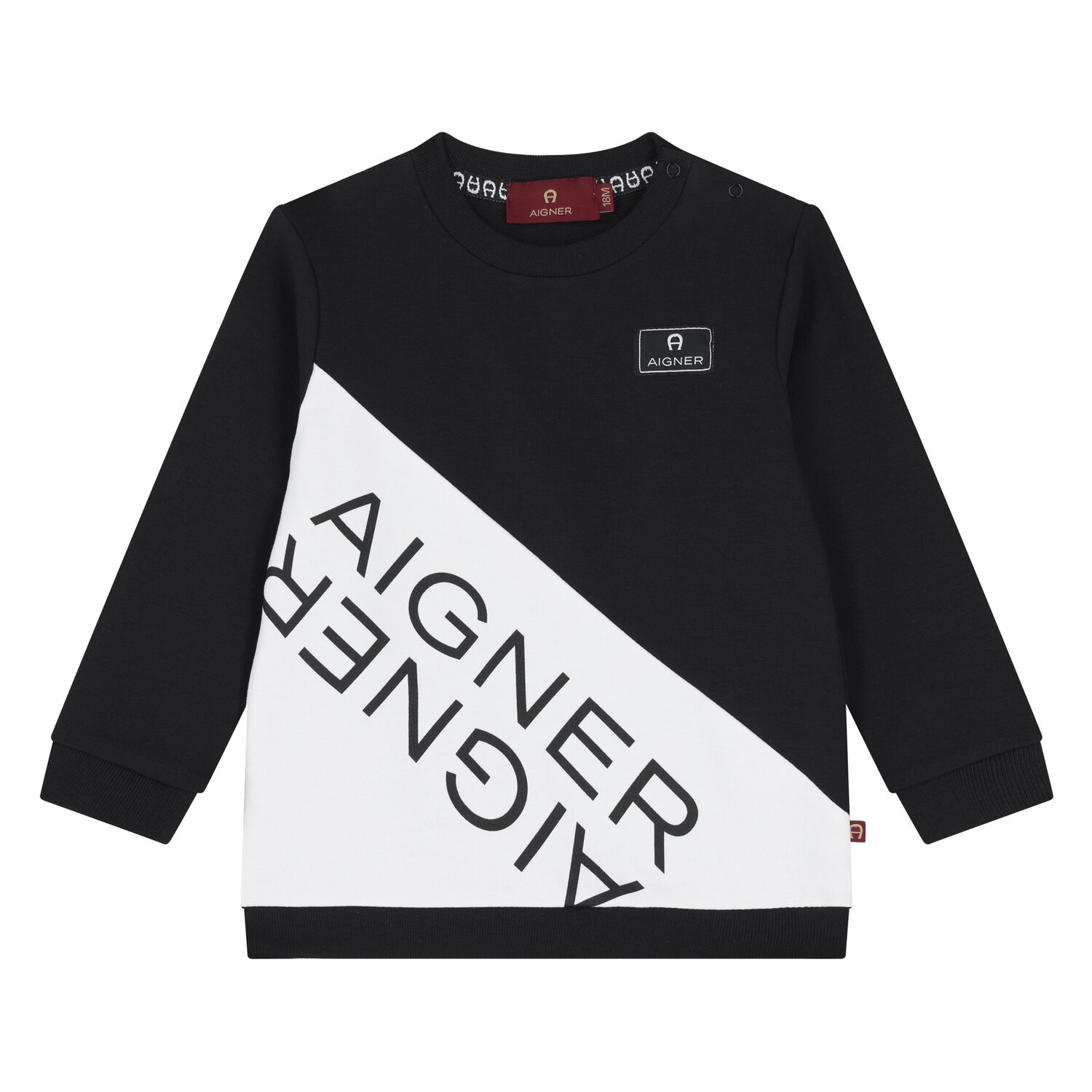 Younger Boys Black & White Logo Sweatshirt, 1, hi-res