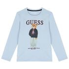 Boys Blue Bear Logo Long Sleeve Top, 4, hi-res