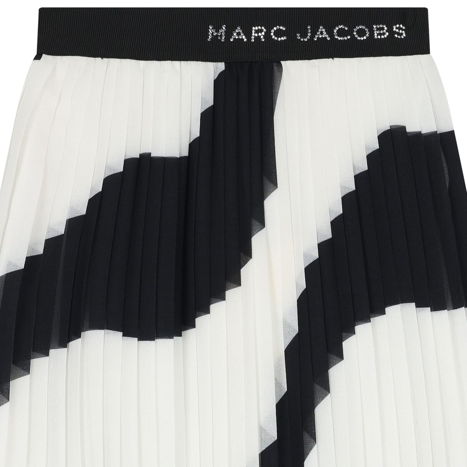 Girls Black & Ivory Zebra Pleated Skirt, 1, hi-res