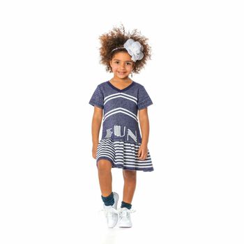 Girls Blue & Silver Knitted Dress