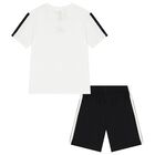 White & Black Logo Shorts Set, 1, hi-res