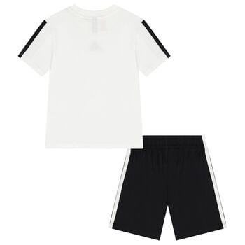 White & Black Logo Shorts Set