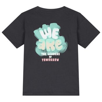 Boys Dark Grey Cotton T-Shirt
