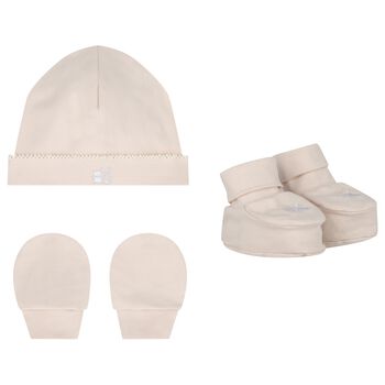 Beige Hat & Booties Baby Gift Set
