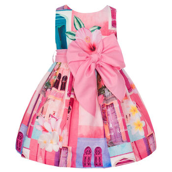 Girls Pink Printed Dress