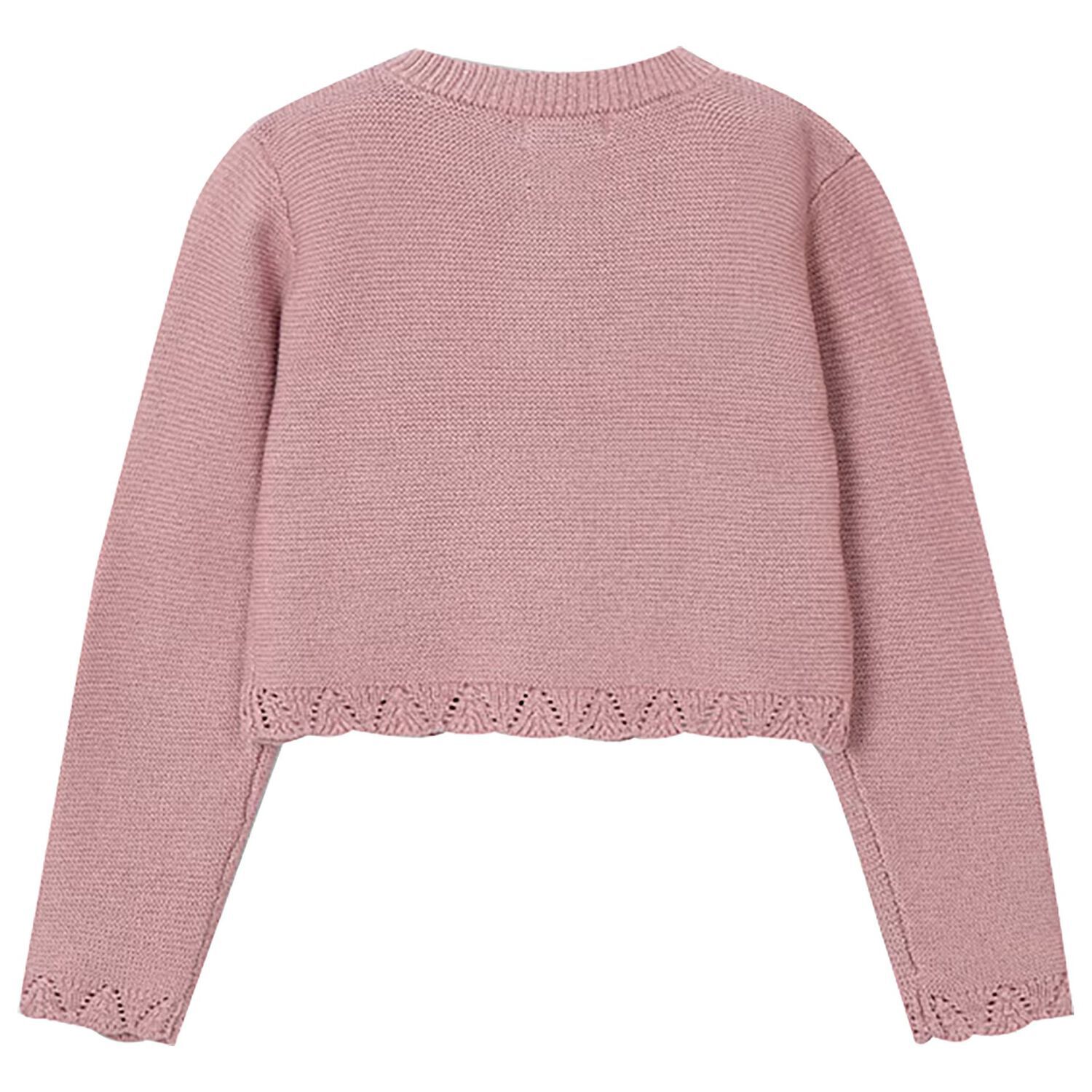 Girls Pink Knitted Cardigan, 2, hi-res