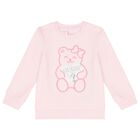 Girls Pink Teddy Bear Logo Sweatshirt, 1, hi-res