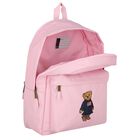 Girls Pink Canvas Polo Bear Backpack ( 44cm ), 3, hi-res