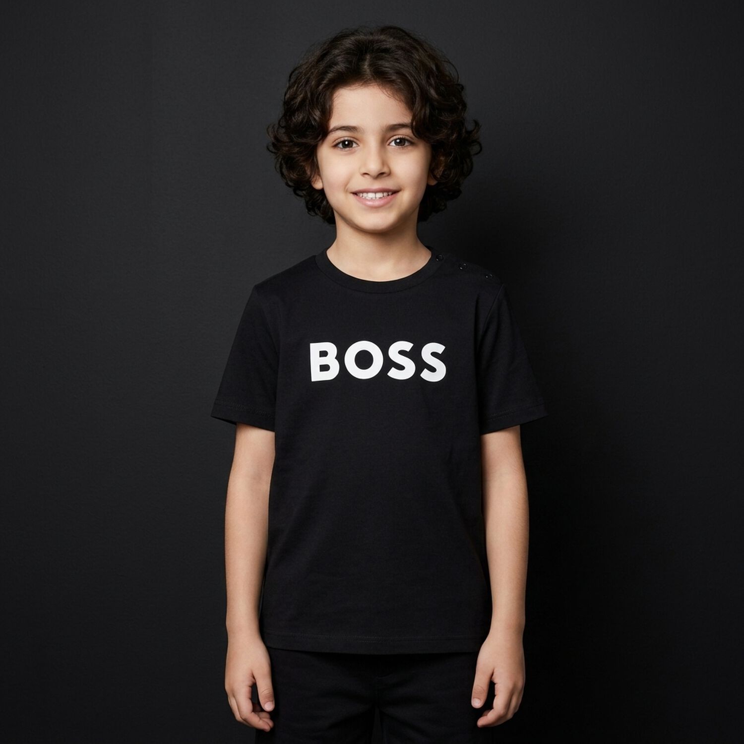 Younger Boys Black Logo T-Shirt, 1, hi-res