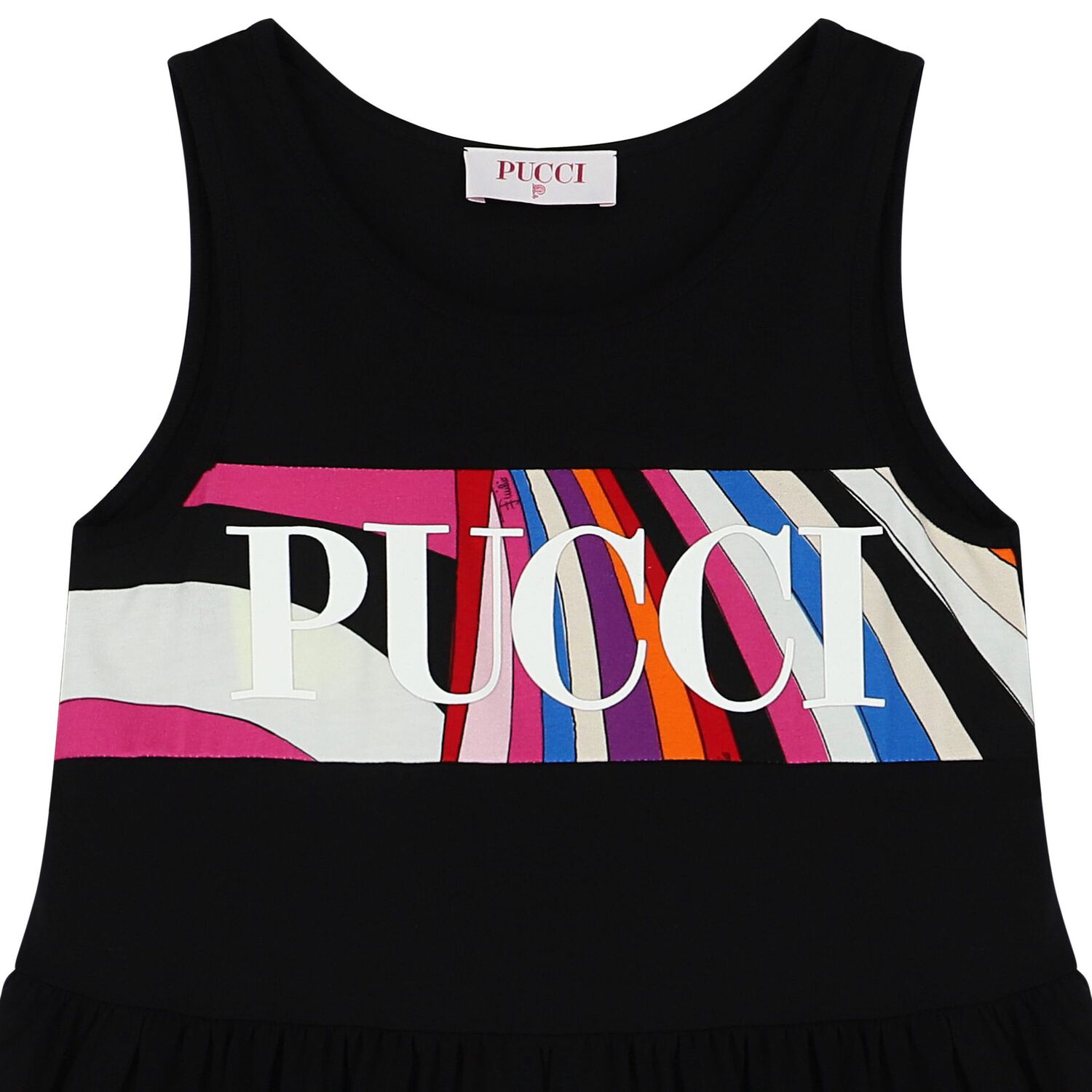 Girls Black Logo Sleeveless Dress, 1, hi-res