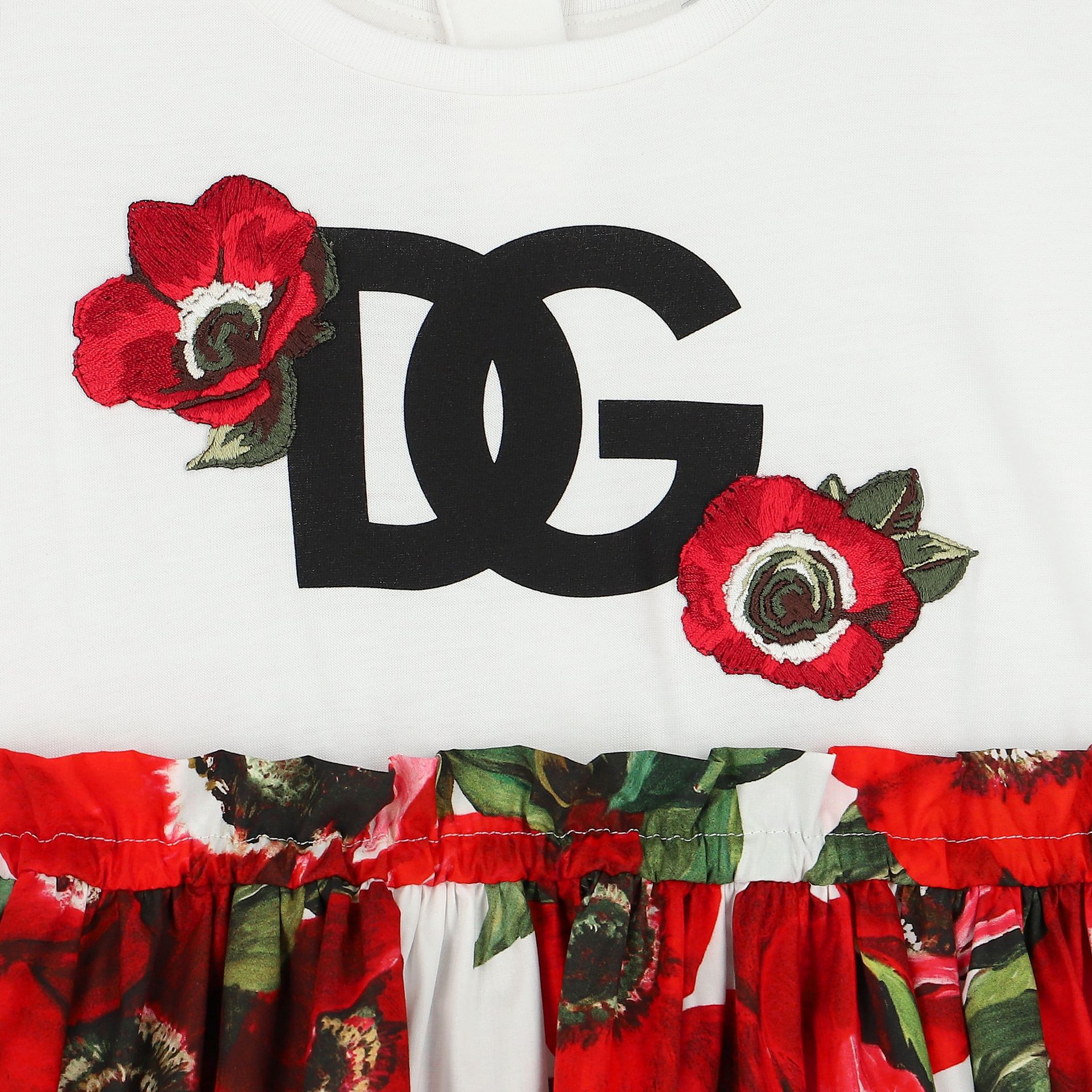 Dolce & Gabbana Girls Red & White Floral Dress | Junior