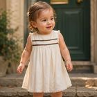 فستان بنات مخطط باللون البيج للأطفال, 1, hi-res