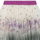 Girls Ivory & Purple Floral Logo Tulle Skirt, 1, hi-res