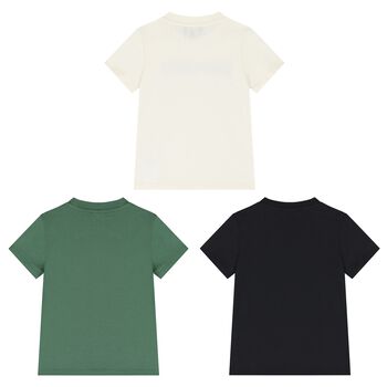 Boys Black, Ivory & Green T-Shirts (3 Pack)