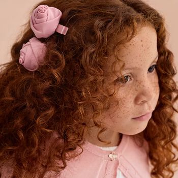 مشابك شعر باللون وردية للبنات (عبوة من قطعتين)