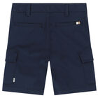 Boys Navy Blue Bermuda Shorts, 1, hi-res