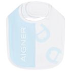 Baby Boys White & Blue Logo Bib, 2, hi-res