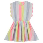 Girls Multi-Coloured Stripes Dress, 1, hi-res