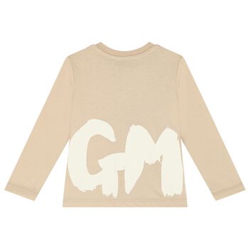 Beige Logo Long Sleeve Top