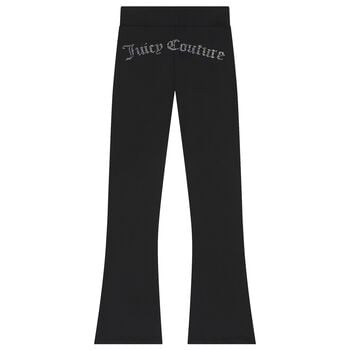 Girls Black Crystal Embellished Diamant&eacute; Logo Flared Leggings