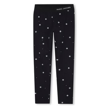 Girls Black Daisy Logo Leggings