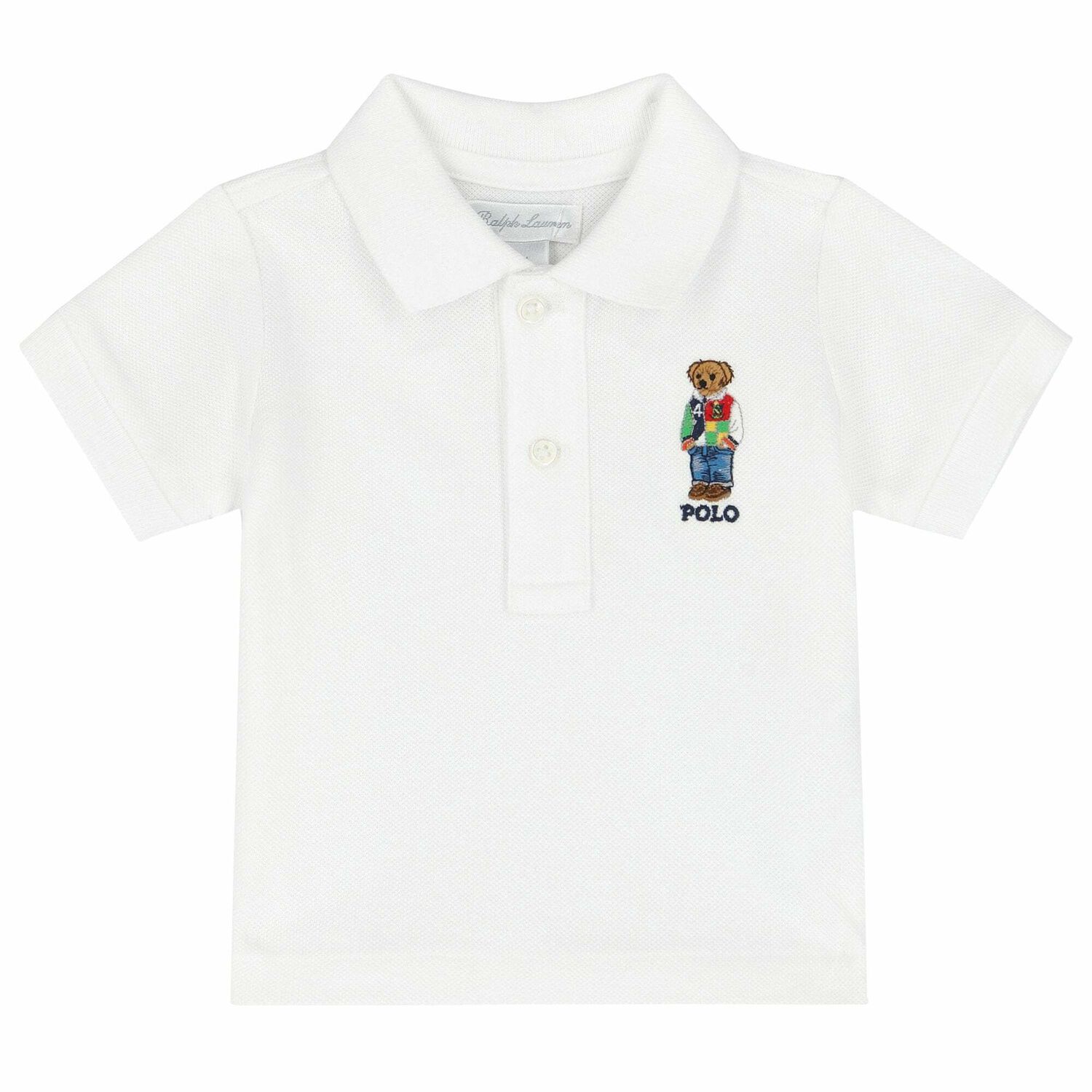 Baby Boys White Logo Polo Shirt, 1, hi-res