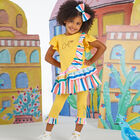 Girls Yellow Stripe Leggings Set, 1, hi-res