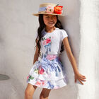 Girls White Floral Skirt Set, 1, hi-res