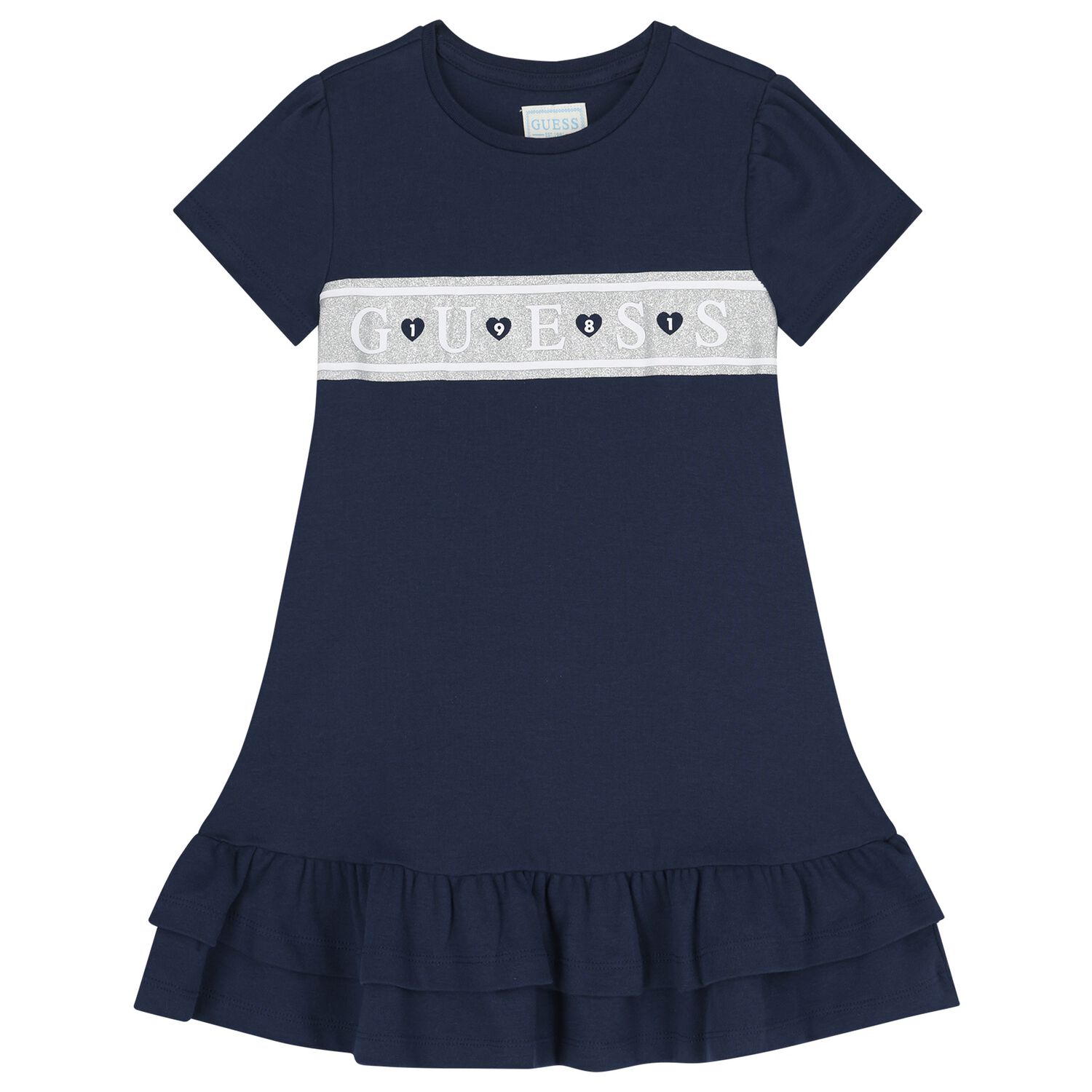 Girls Navy Blue Logo Dress, 2, hi-res