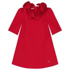 Girls Red Floral Logo Dress, 1, hi-res