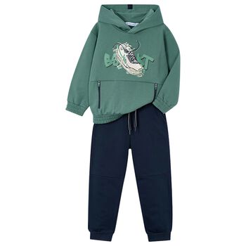 Boys Green & Navy Blue Tracksuit