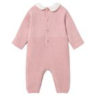 Baby Girls Pink Knitted Romper, 1, hi-res