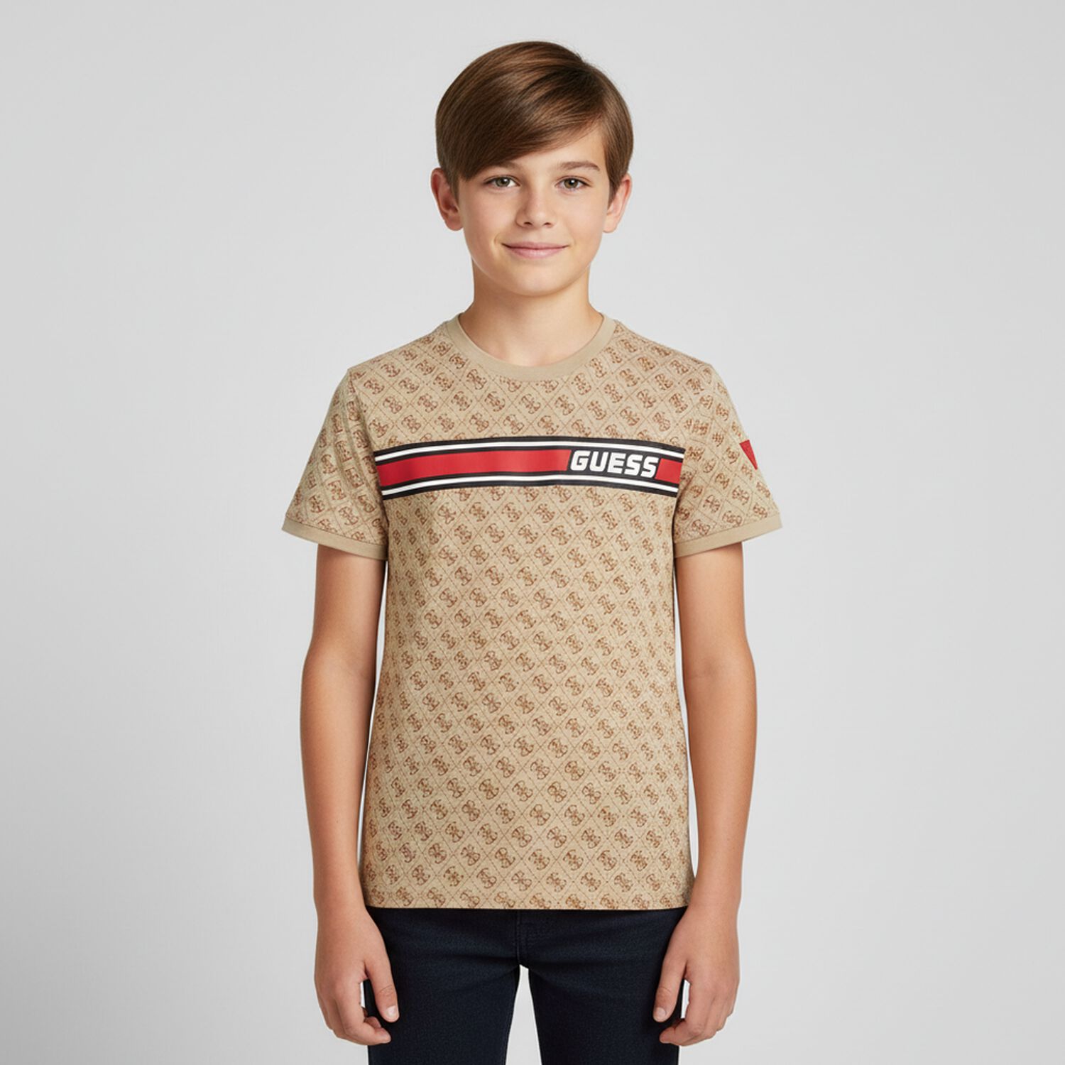 Boys Beige Logo T-Shirt, 1, hi-res image number null