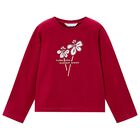 Girls Red Flower Long Sleeve Top, 3, hi-res