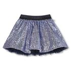Girls Blue Sequinned Skirt, 1, hi-res