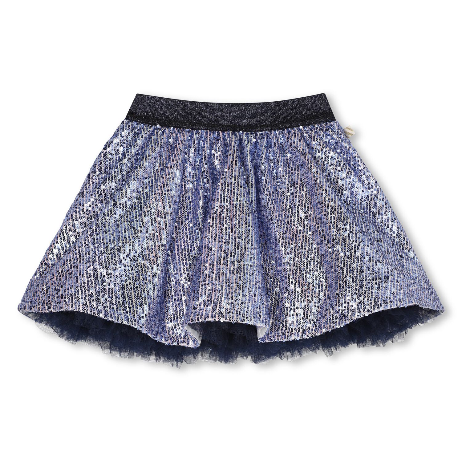 Girls Blue Sequinned Skirt, 1, hi-res