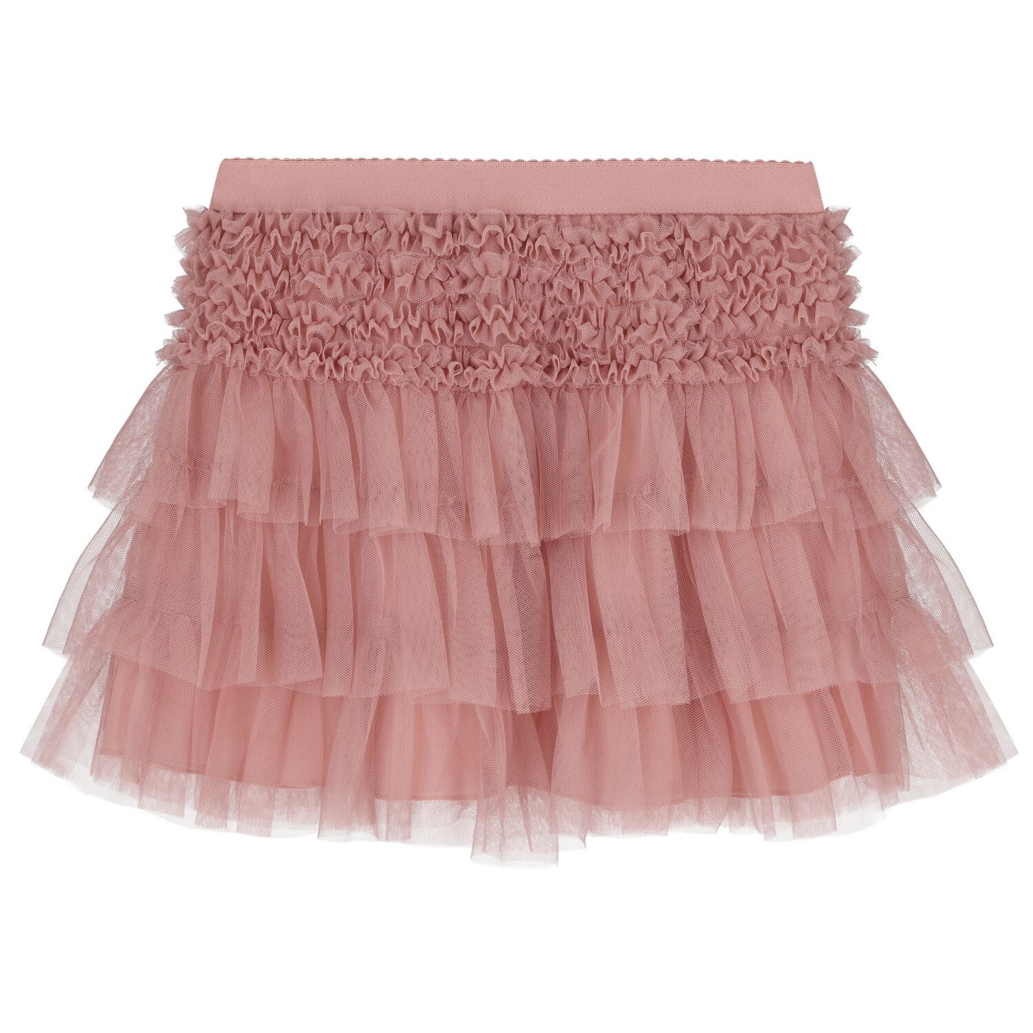 Girls Pink Tulle Ruffled Skirt, 1, hi-res