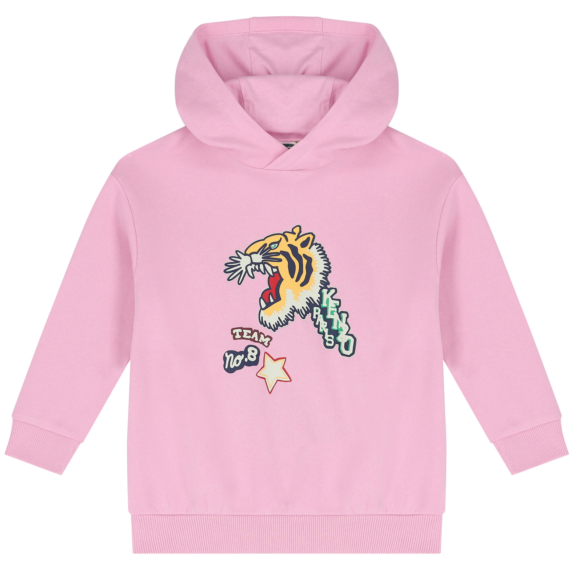 KENZO KIDS Girls Pink Varsity Tiger Hooded Top Junior Couture USA