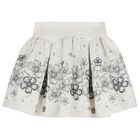 Girls White & Ivory Embellished Floral Skirt Set, 1, hi-res