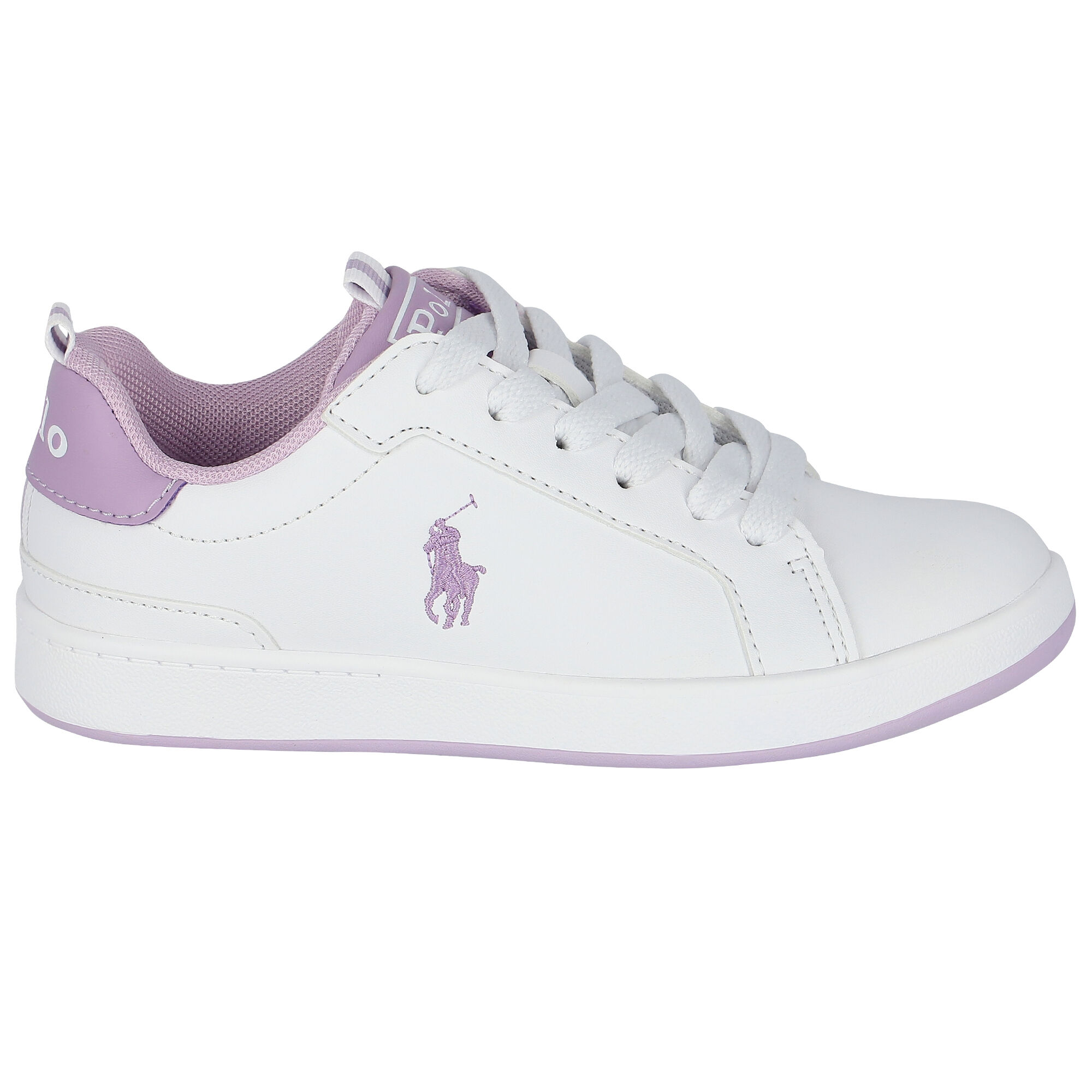 Ralph Lauren Girls White Purple Logo Trainers Junior Couture USA