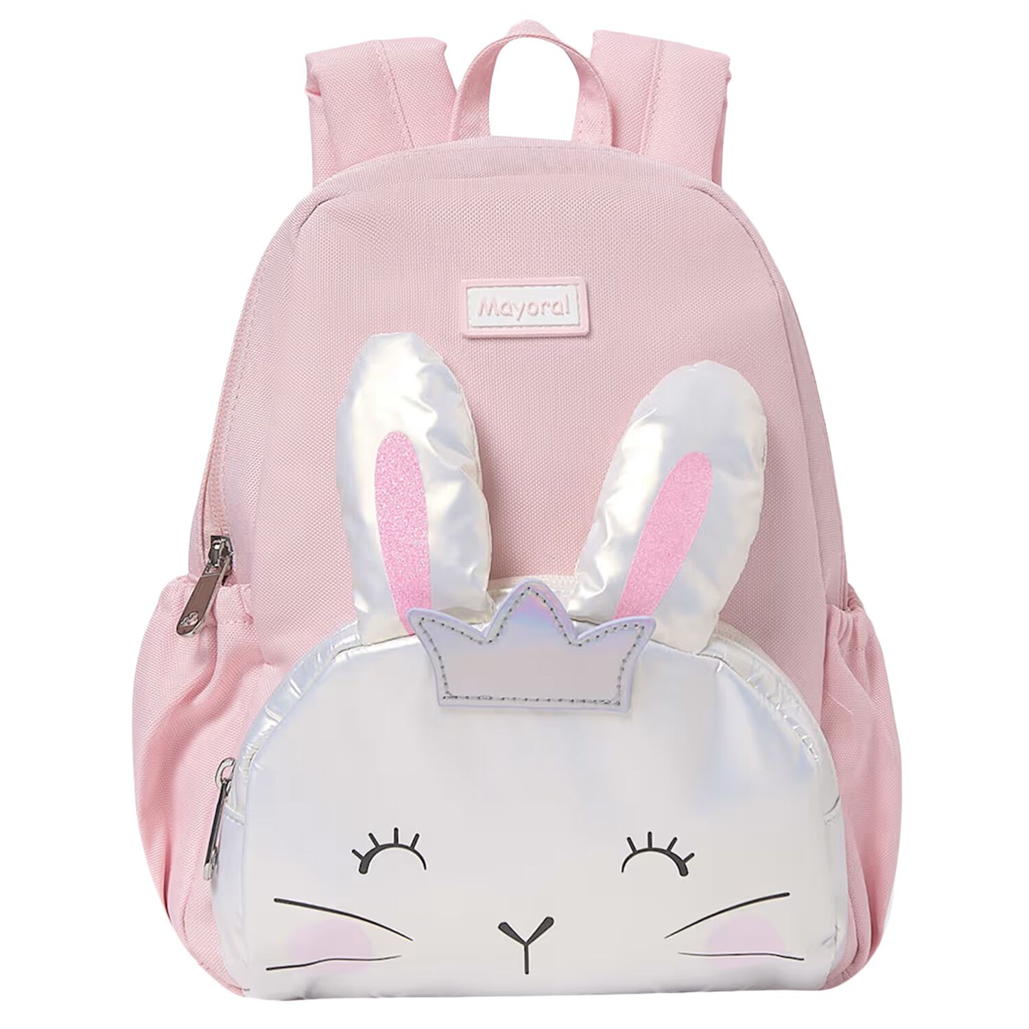 Girls Pink Bunny Backpack, 2, hi-res