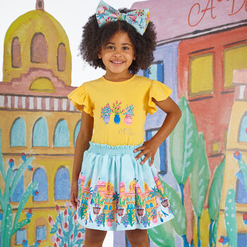Girls Yellow & Blue Tropical Island Dress