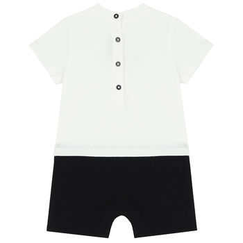 White & Black Logo Romper